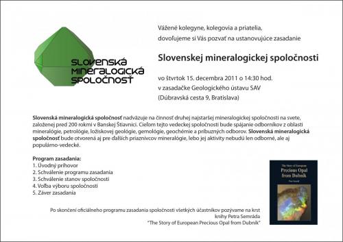 Ustanovujúce zasadanie Slovenskej mineralogickej spoločnosti